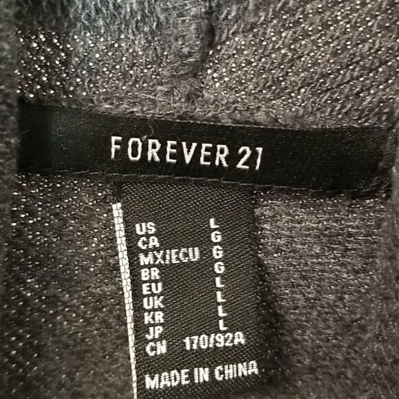Forever 21 Cardigan Woman's Size Large Heathered Dark Grey Opened Front Long - Picture 2 of 9